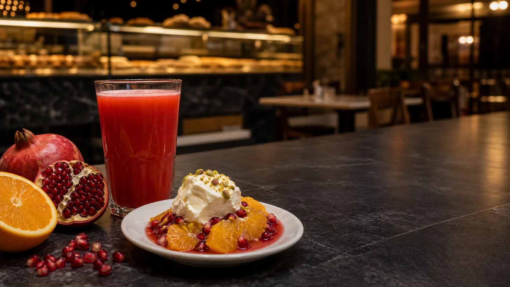 A cinematic Orange dessert presentation